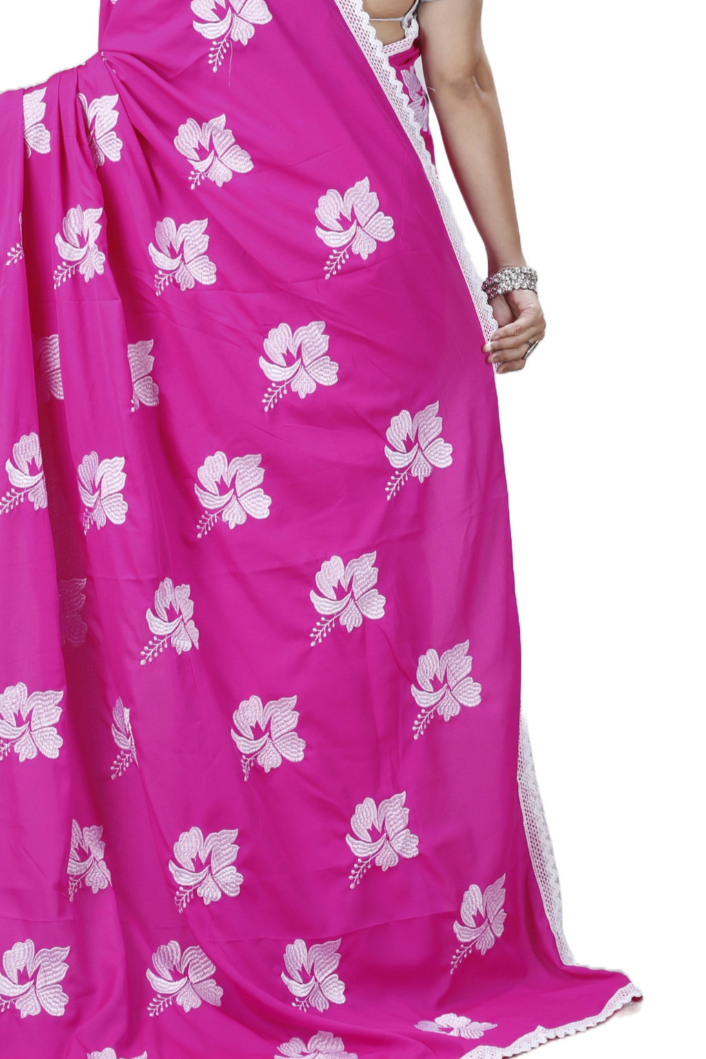 Pink White Pure Cotton Teru Hand Loom Saree (1258)